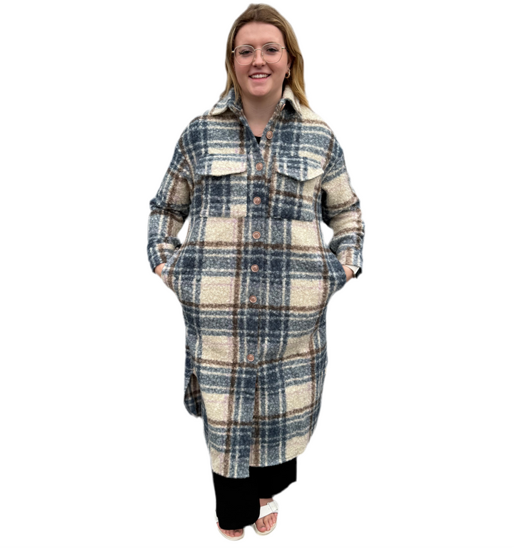Long Wool-Like Jacket - Size Small