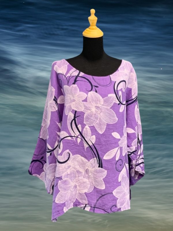 Big Flower Woven Linen Top