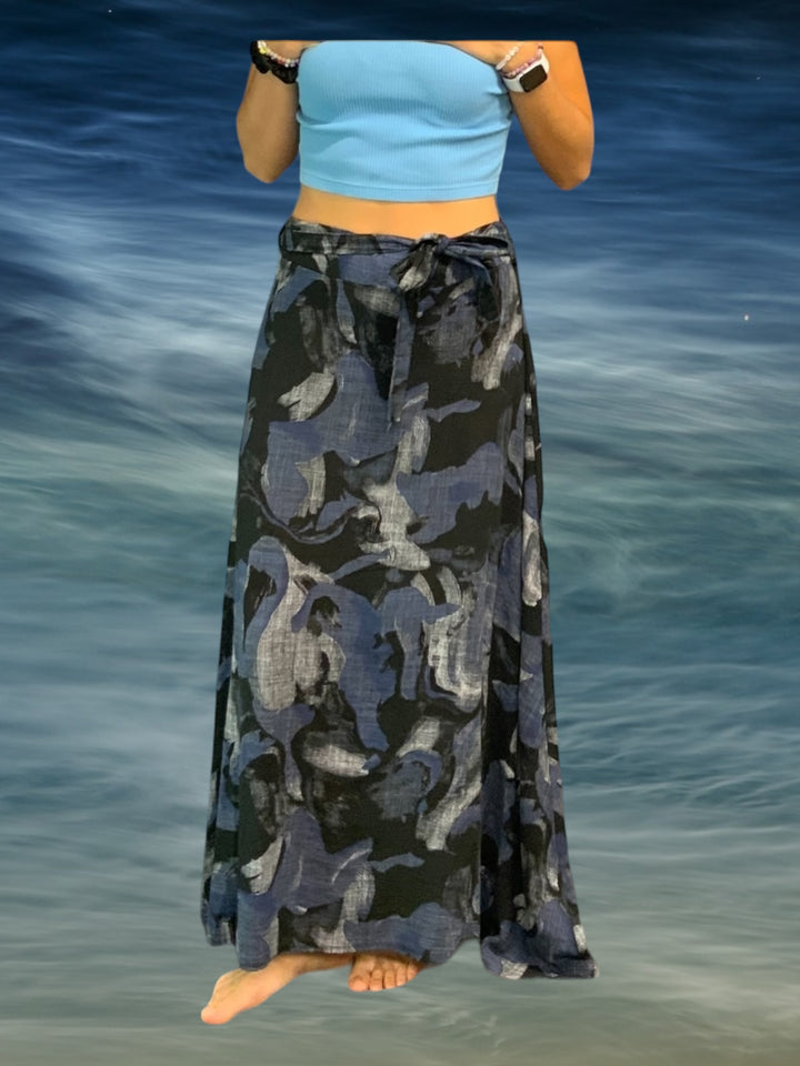 Woven Marble Long Cotton Skirt