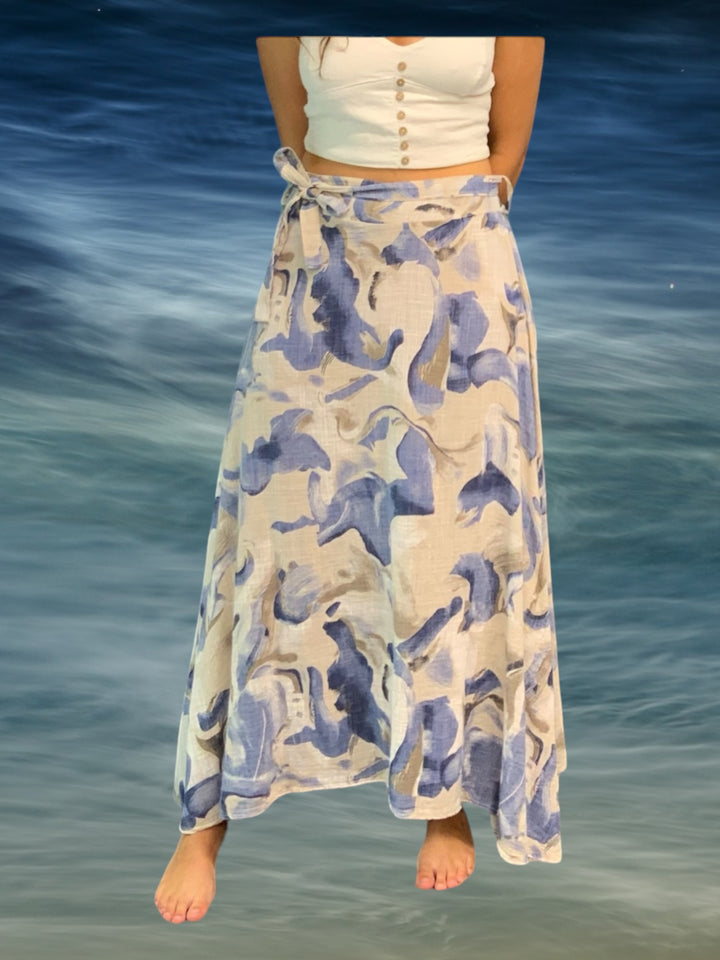 Woven Marble Long Cotton Skirt