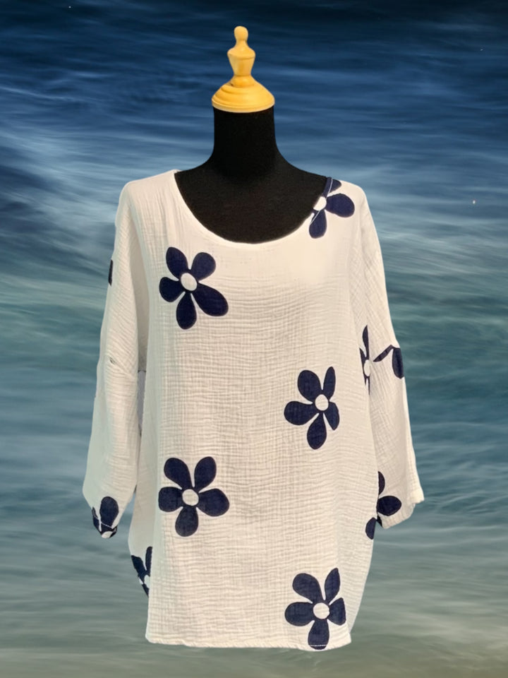 Cotton Waffle Flower Top