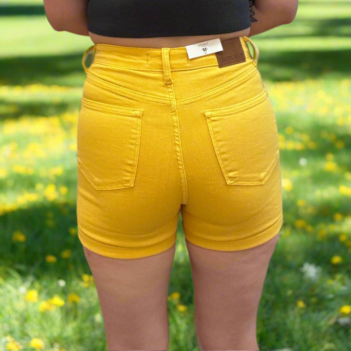 Judy Blue Yellow High-Rise Tummy Control Shorts