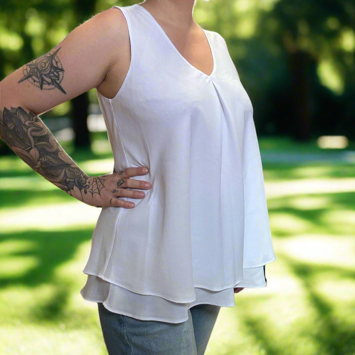 Chiffon Floaty Tunic with V-Neck