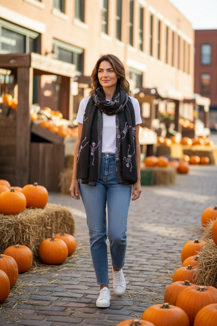 Glow in the Dark Skeleton Scarf