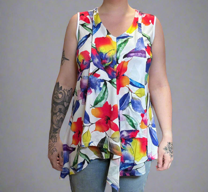 Sleeveless Top with Ruffle Hemline