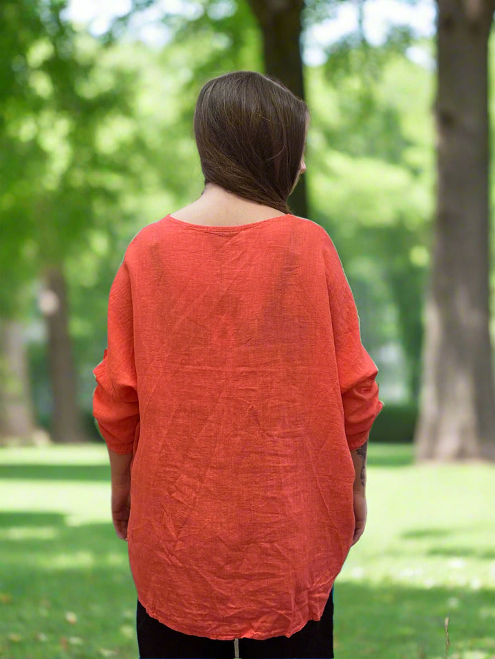 Woven Eyelet Linen Tunic Top