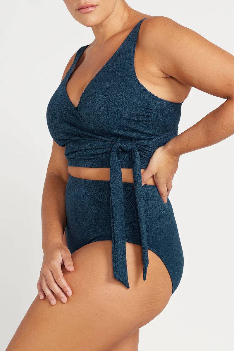 La Traviata Renoir High Waist Bikini Bottom - Navy