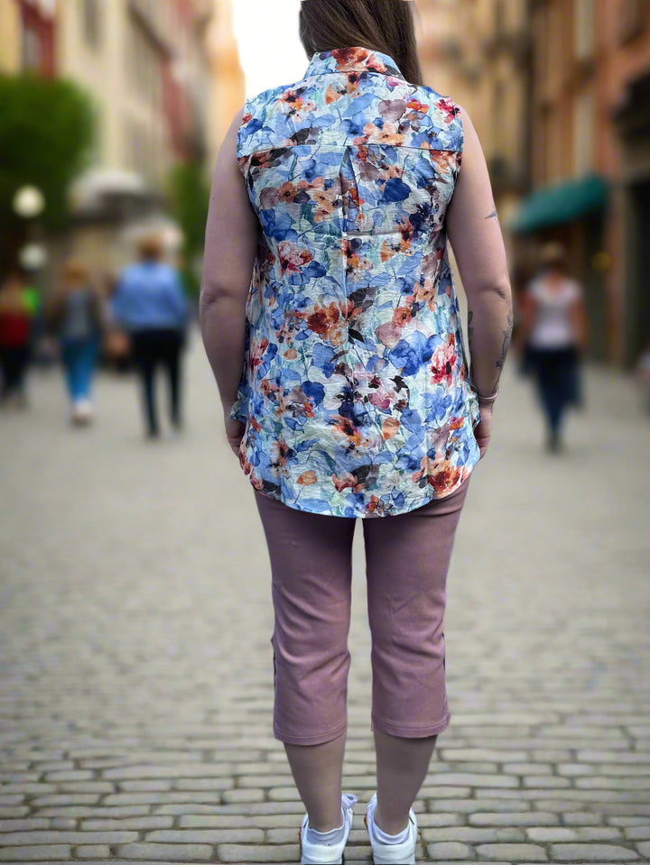 Papa Sleeveless Button Up Blouse