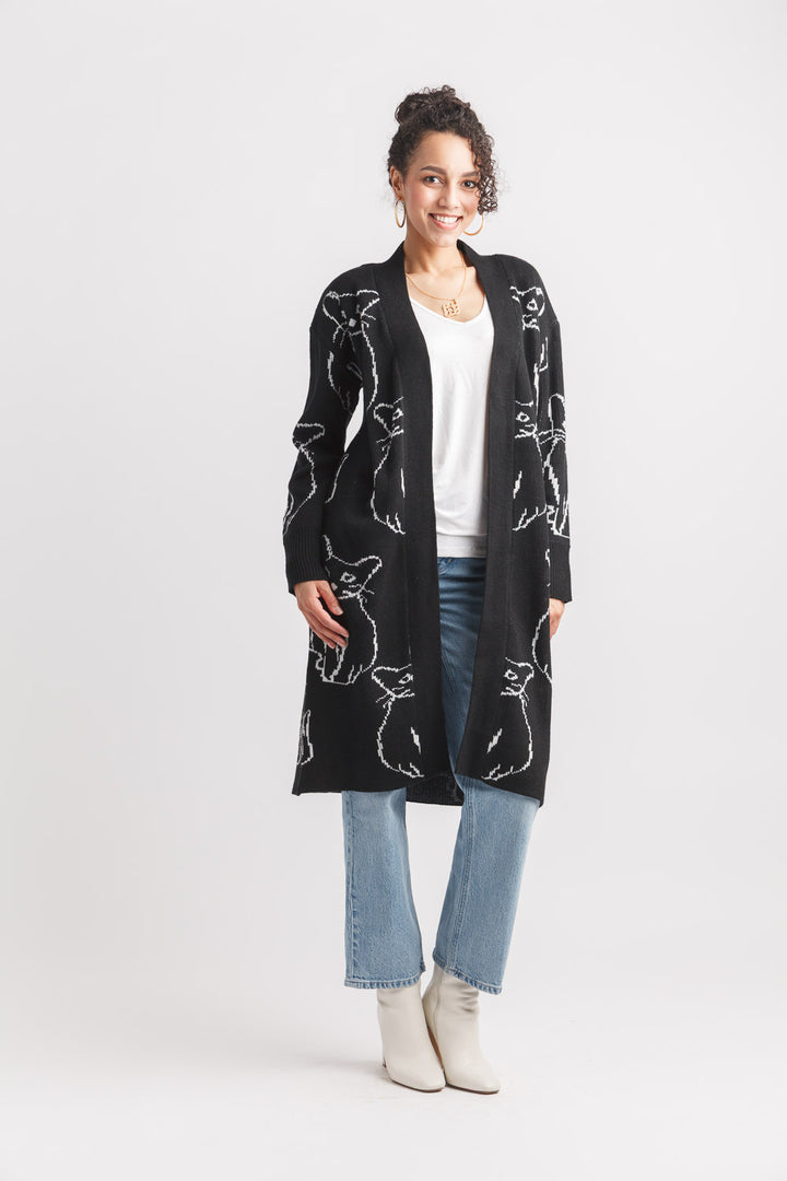 CAT KNIT COATIGAN