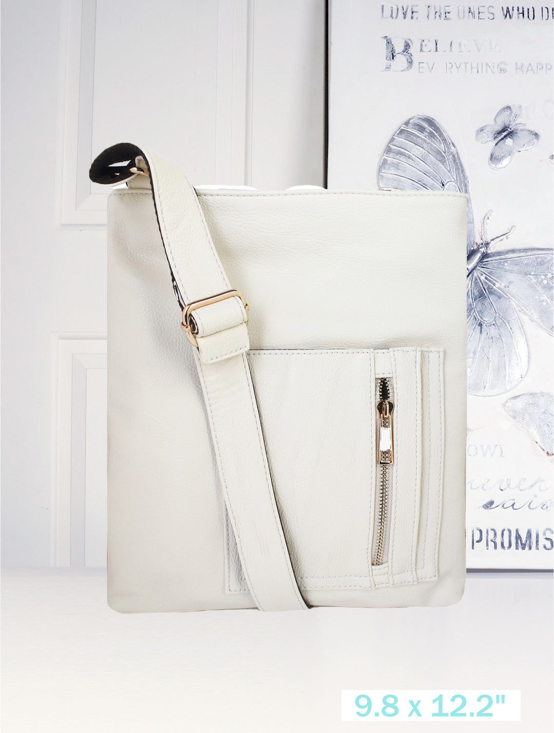 Cross Body Pocket Satchel Purse - White