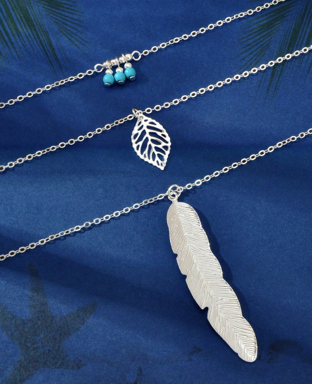 Bohemian Leaf & Feather Necklace