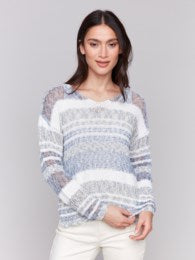 Long Sleeve V-Neck Yarn Sweater