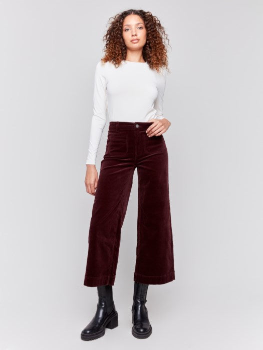 Corduroy Cropped Flare Leg Pant