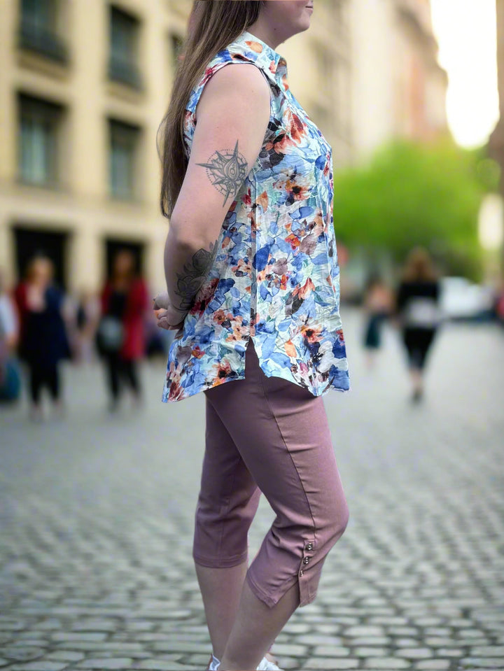 Papa Sleeveless Button Up Blouse