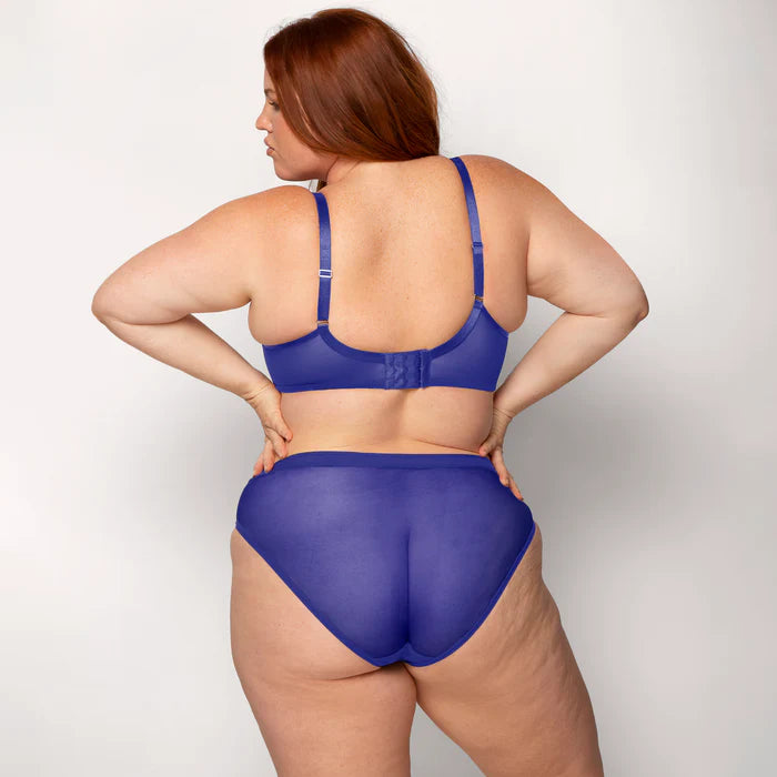 Sheer Mesh High Cut Brief - Cosmic Blue