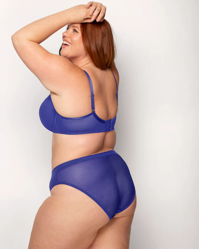 Sheer Mesh High Cut Brief - Cosmic Blue