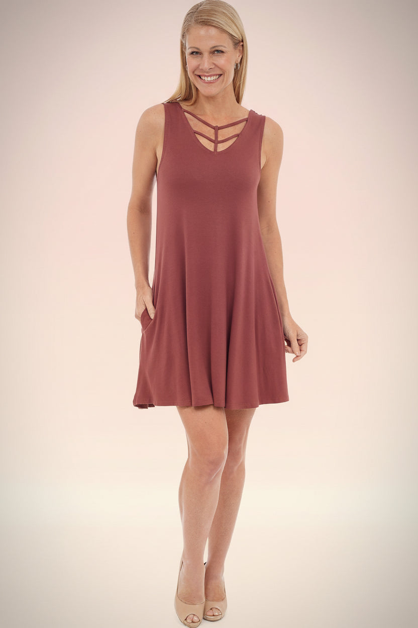 Sleeveless Dress with Braid Details