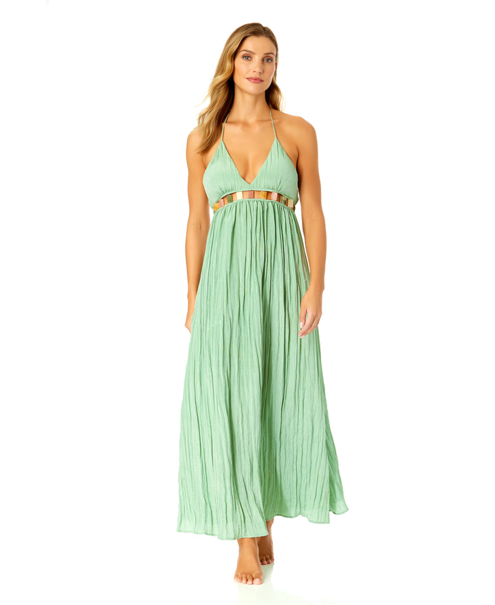 V Neck Jewel Maxi Dress With Spaghetti Straps Cover Up