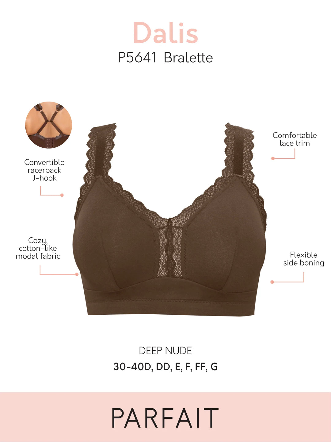 Parfait Dalis Bralette - Deep Nude - Size F 32
