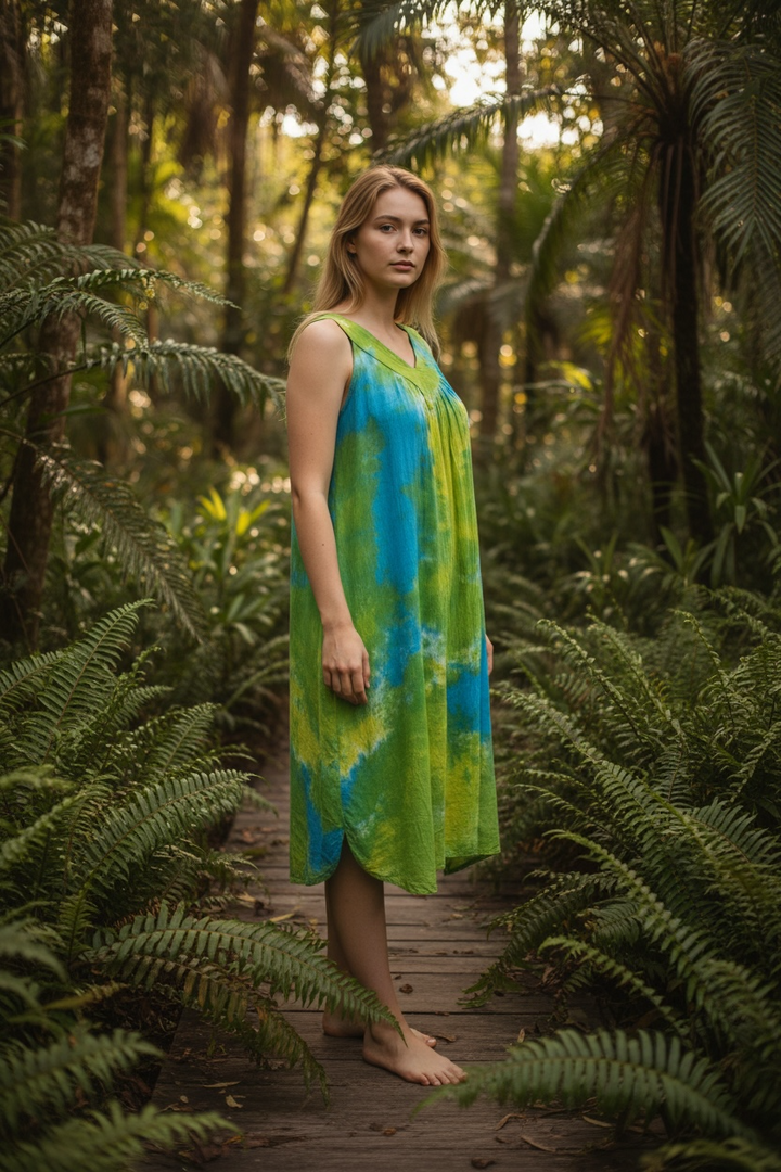 Printed Rayon Mini Umbrella Dress