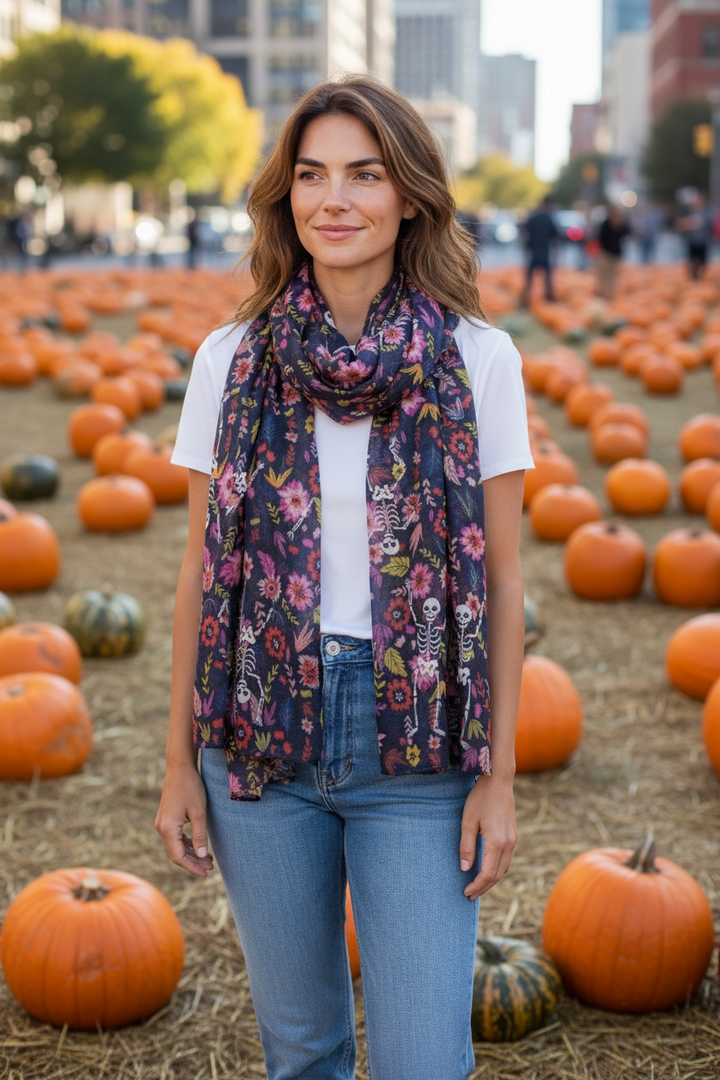 Glow in the Dark Skeleton Scarf