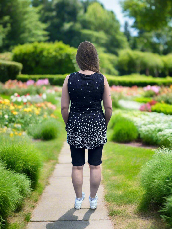 3/4 Zip Sleeveless Blouse - Blue Raindrop