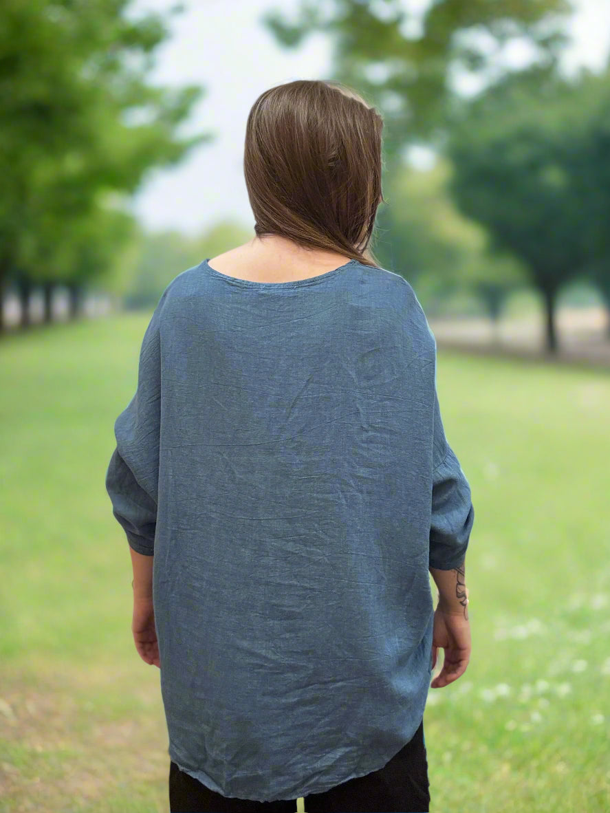 Woven Eyelet Linen Tunic Top