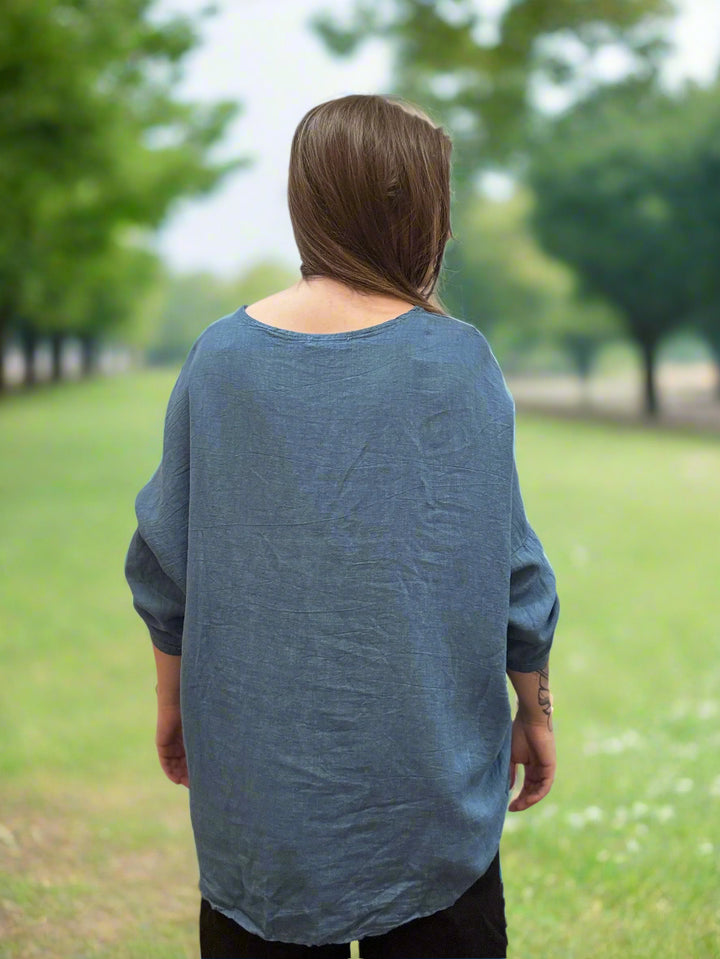 Woven Eyelet Linen Tunic Top