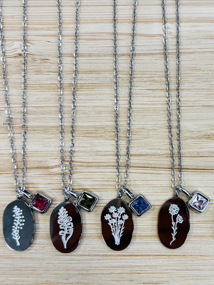 Silver Birth Month Necklaces