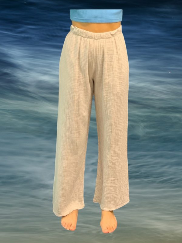Waffle Cotton Straight Leg Pants