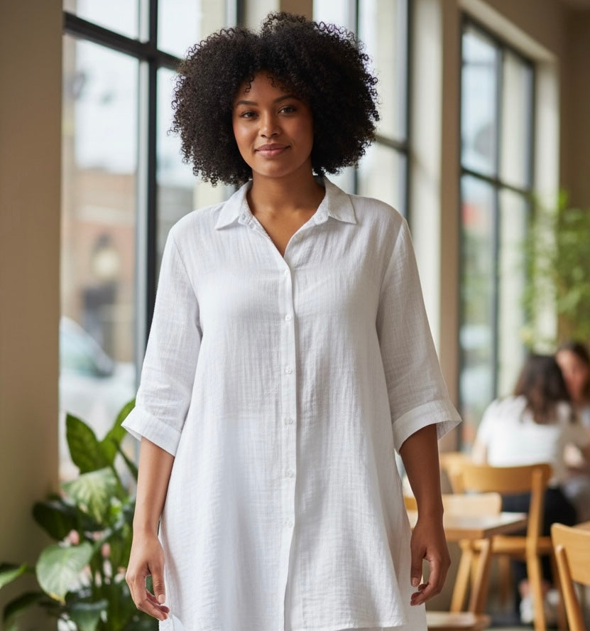 Woven Short Sleeve Cotton Tunic - Sheer Essentials Lingerie & Swimwear