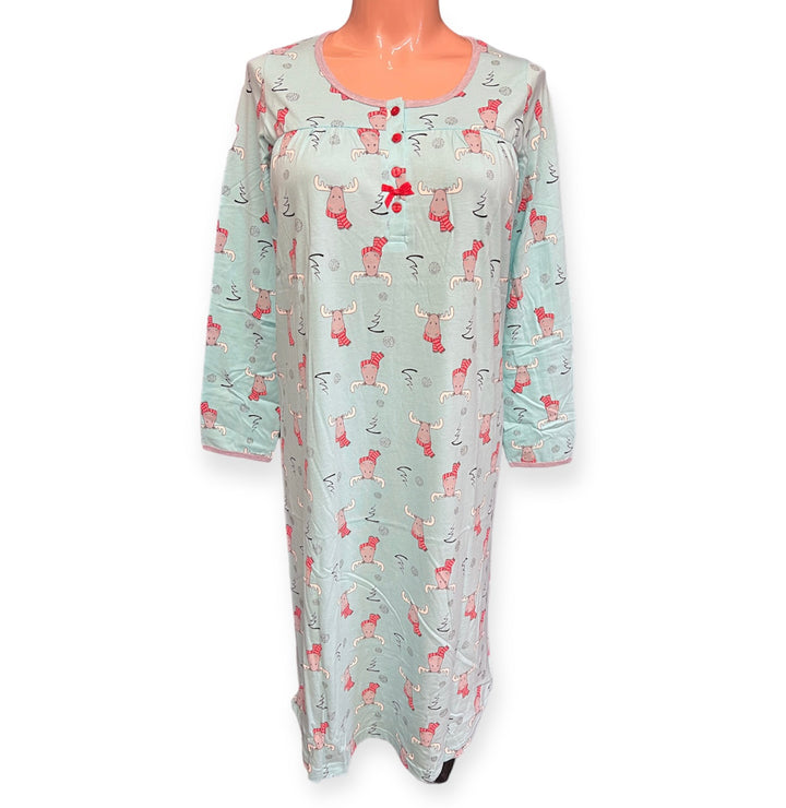 Winter Moose Nightgown - Size Medium
