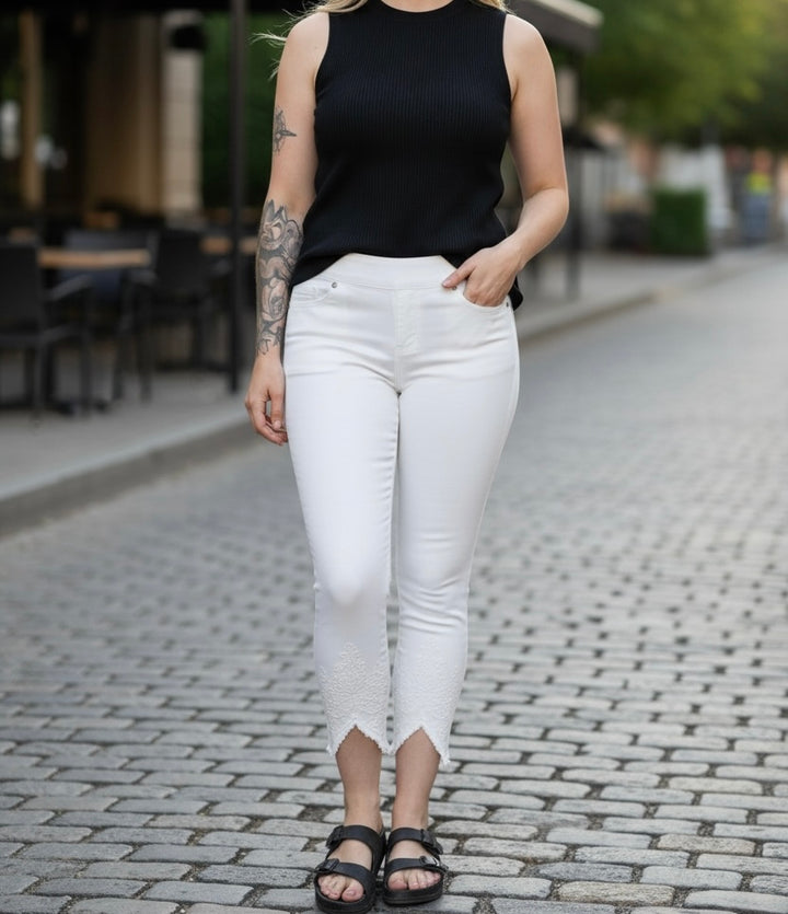 GG Stretch Denim Crop Pants