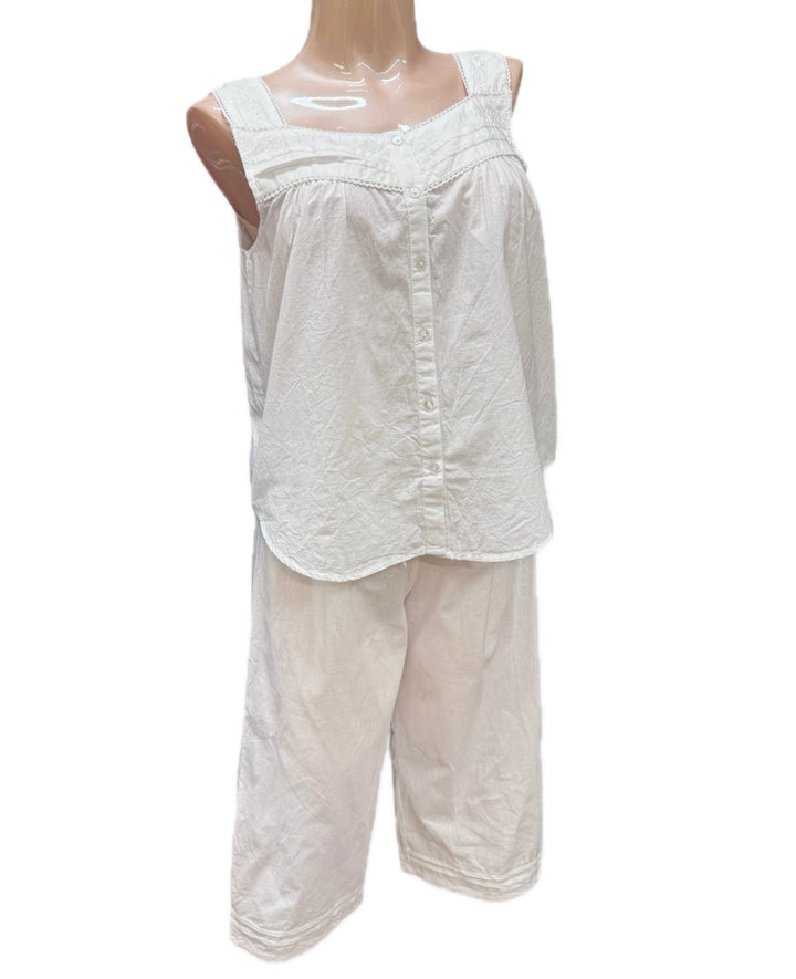 Papa Fashions Sleeveless Cotton PJ Capri Set