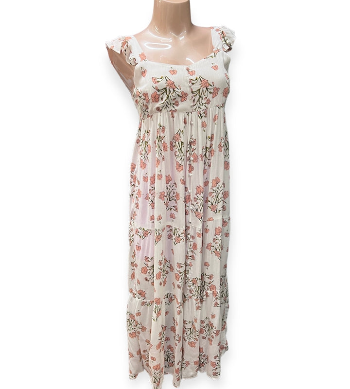 Floral Maxi Dress w/ Flutter Sleeve