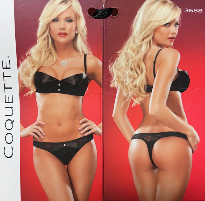 Coquette Velvet & Lace Thong