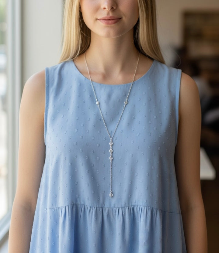Rhinestone Pendant Drop Necklace