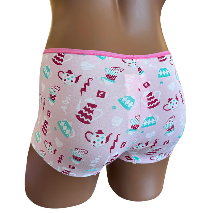 Women's Print Boy Short Underwear - Cake Pop Tea Party