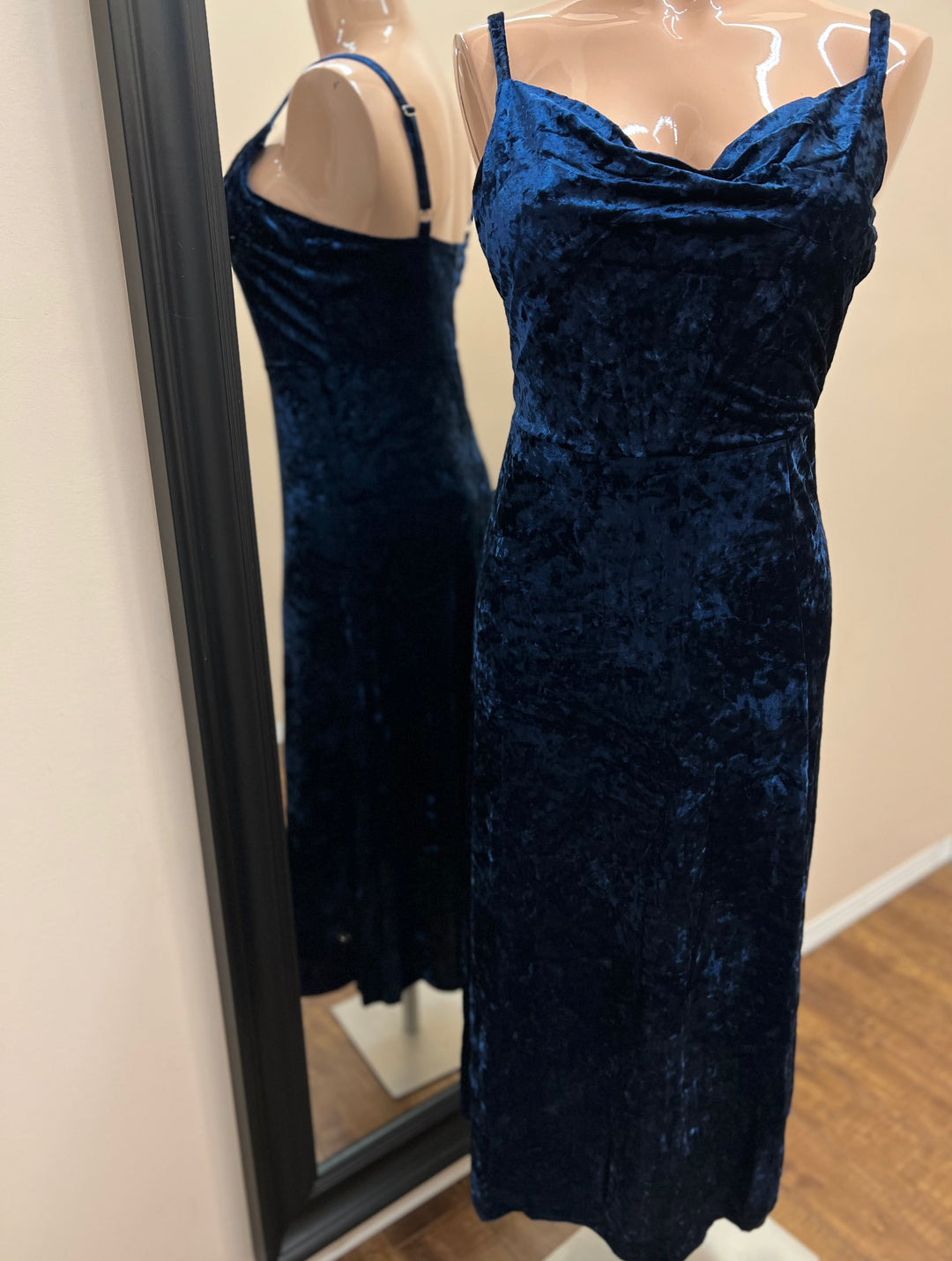 Draped Neck Velvet Dress