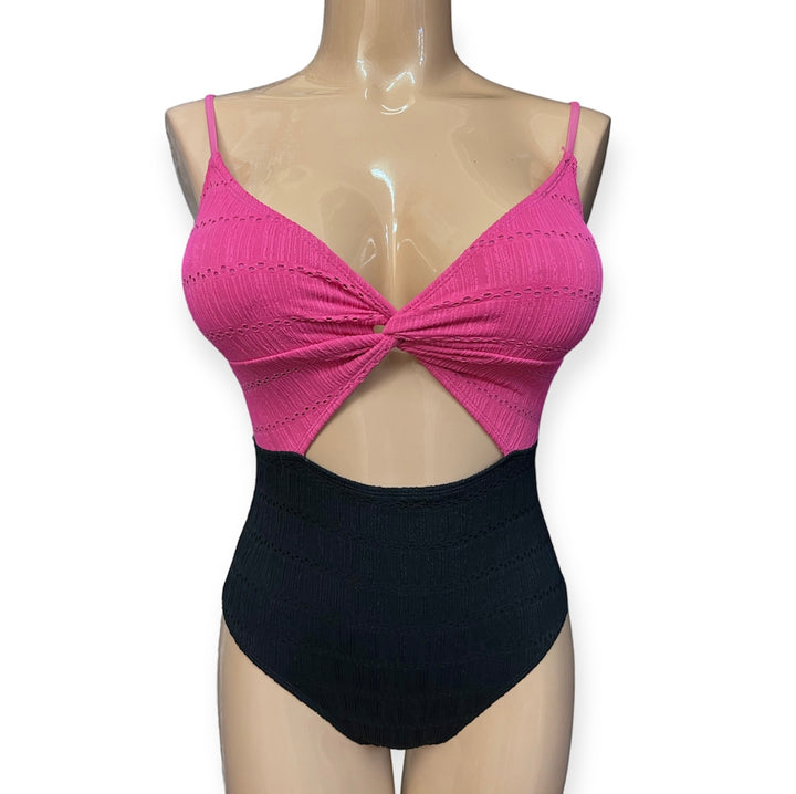 1PC Twist Front Opening Swimsuit
