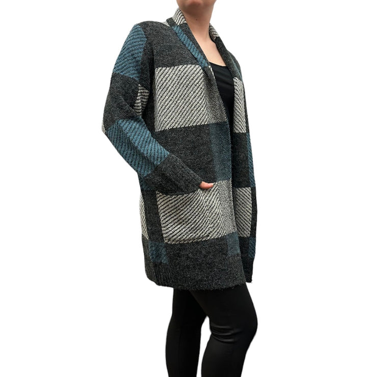Long Sleeve Open Front Teal Cardigan