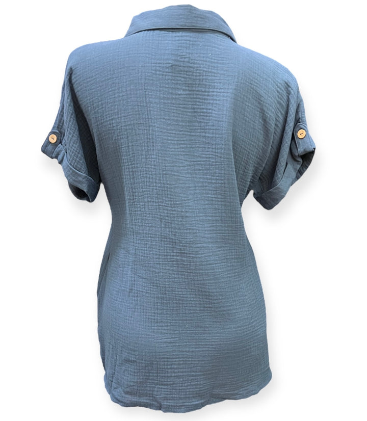 Quilted Cotton Blouse - size Large