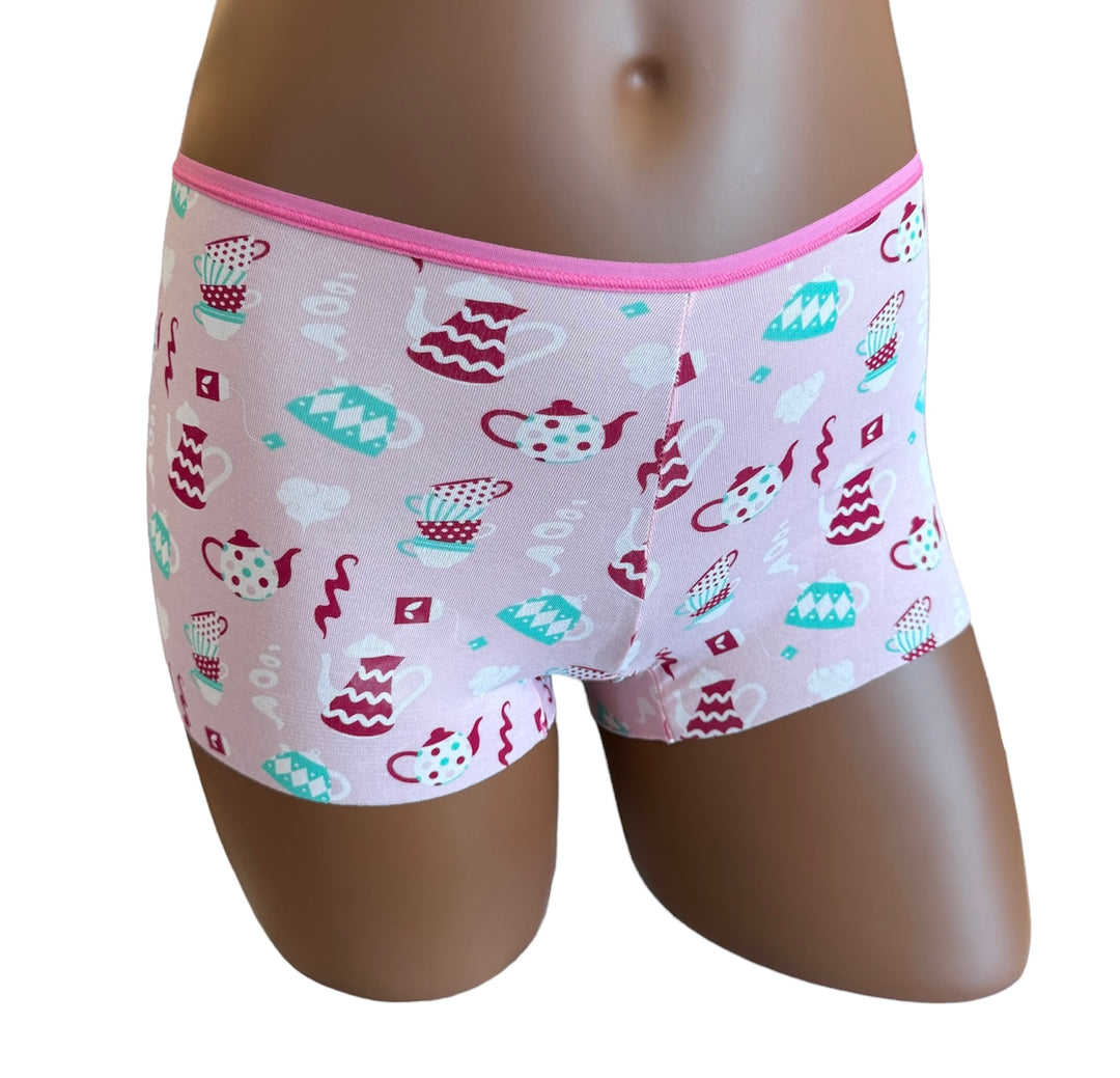 Women's Print Boy Short Underwear - Cake Pop Tea Party