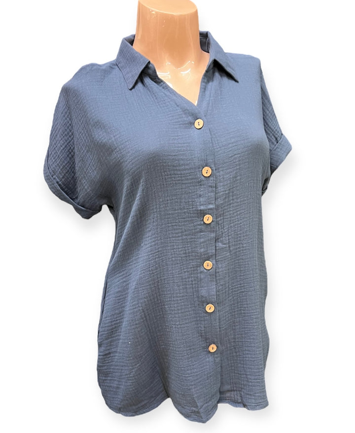 Quilted Cotton Blouse - size Large