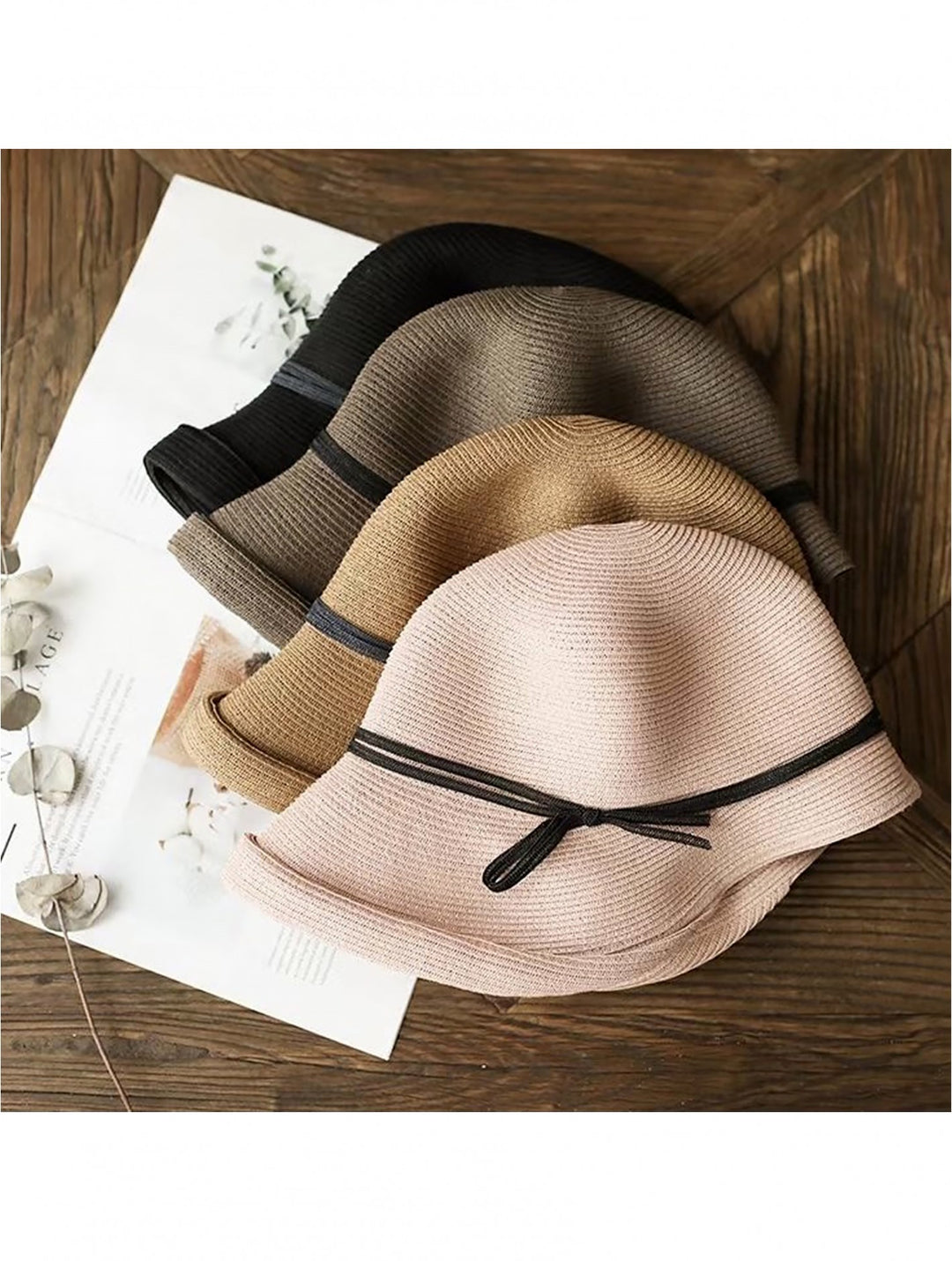 Japanese Paper Grass Super Soft Foldable Hat with Bow