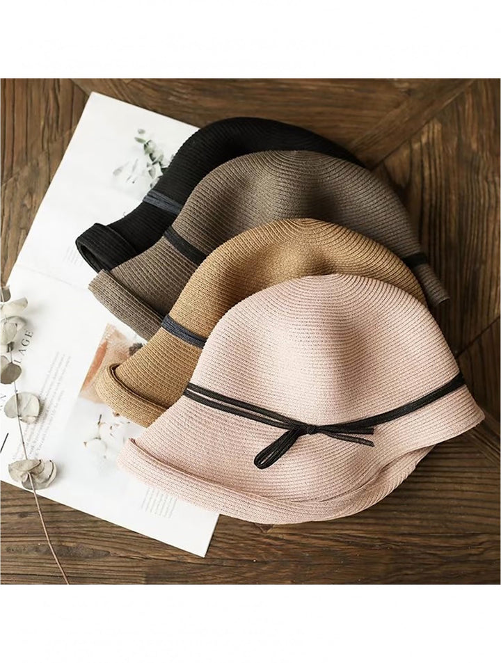 Japanese Paper Grass Super Soft Foldable Hat with Bow