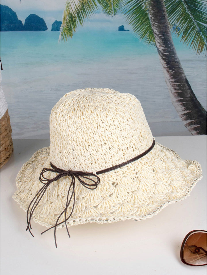 Foldable Summer Straw Hat W/ String Bow (Adjustable)