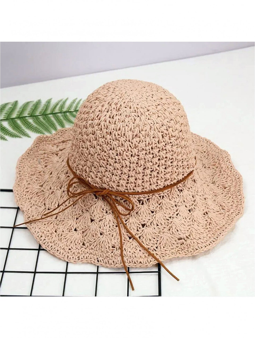 Foldable Summer Straw Hat W/ String Bow (Adjustable)
