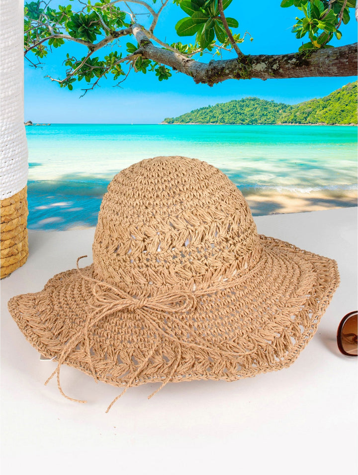 Foldable Super Soft Weaved Sunhat W/ Bow