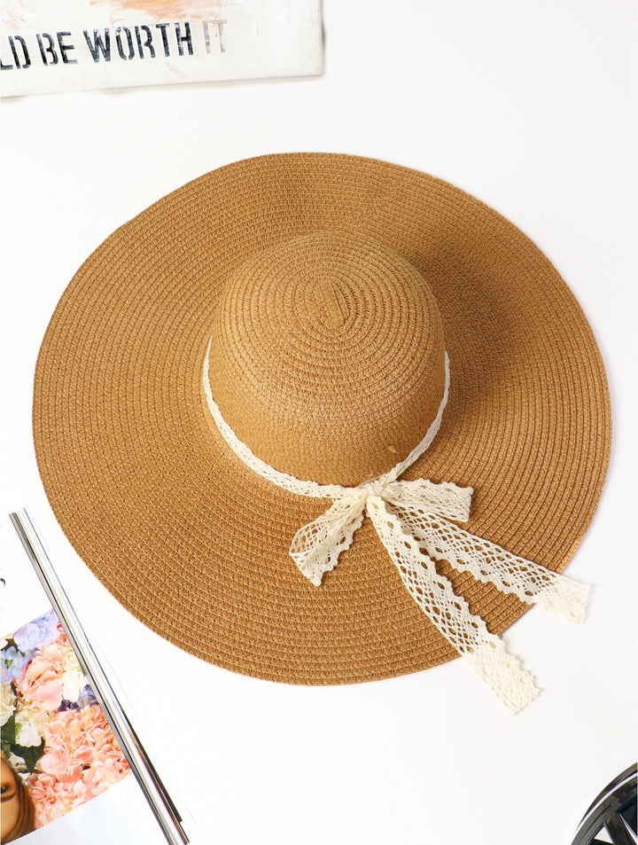 Summer Wide Brim Hat W/ Lace Strap